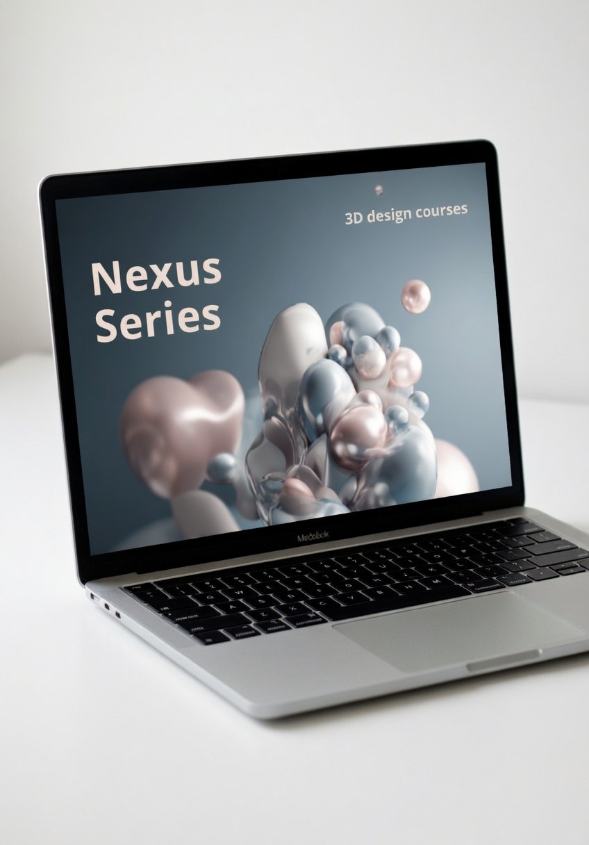 Laptop displaying 'Nexus Series' on a white background