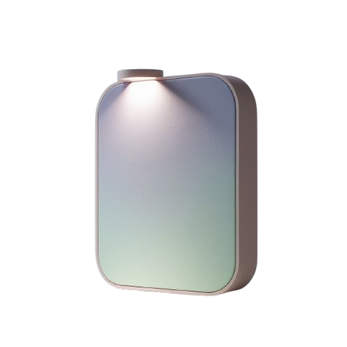 Rectangular mirror with a light on a white background