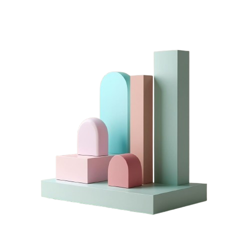 Geometric pastel sculpture on a white background