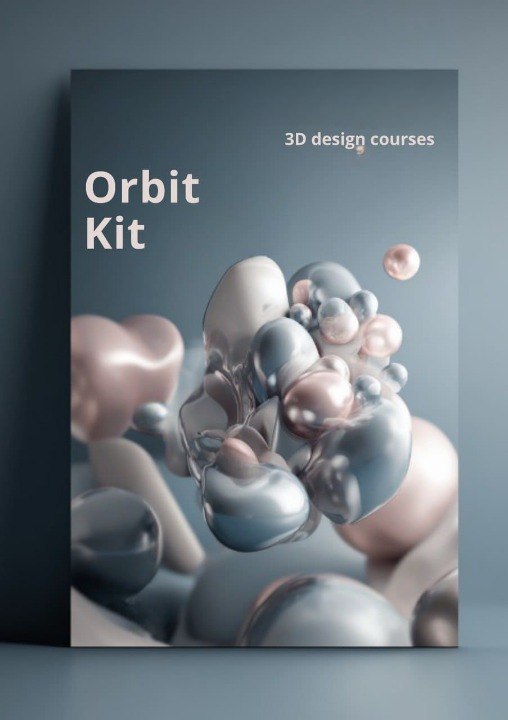Product packaging for 'Orbit Kit' with 3D design courses text on a gray background