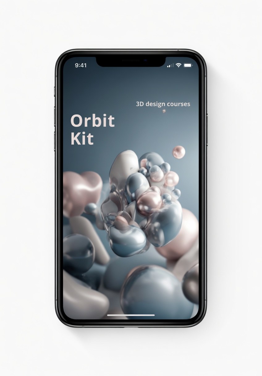 Smartphone displaying 'Orbit Kit' app on a white background