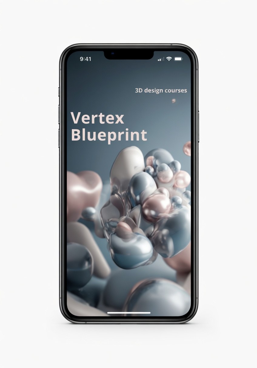 Smartphone displaying 'Vertex Blueprint' app on a white background